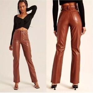 Brown Vegan Leather Pants
